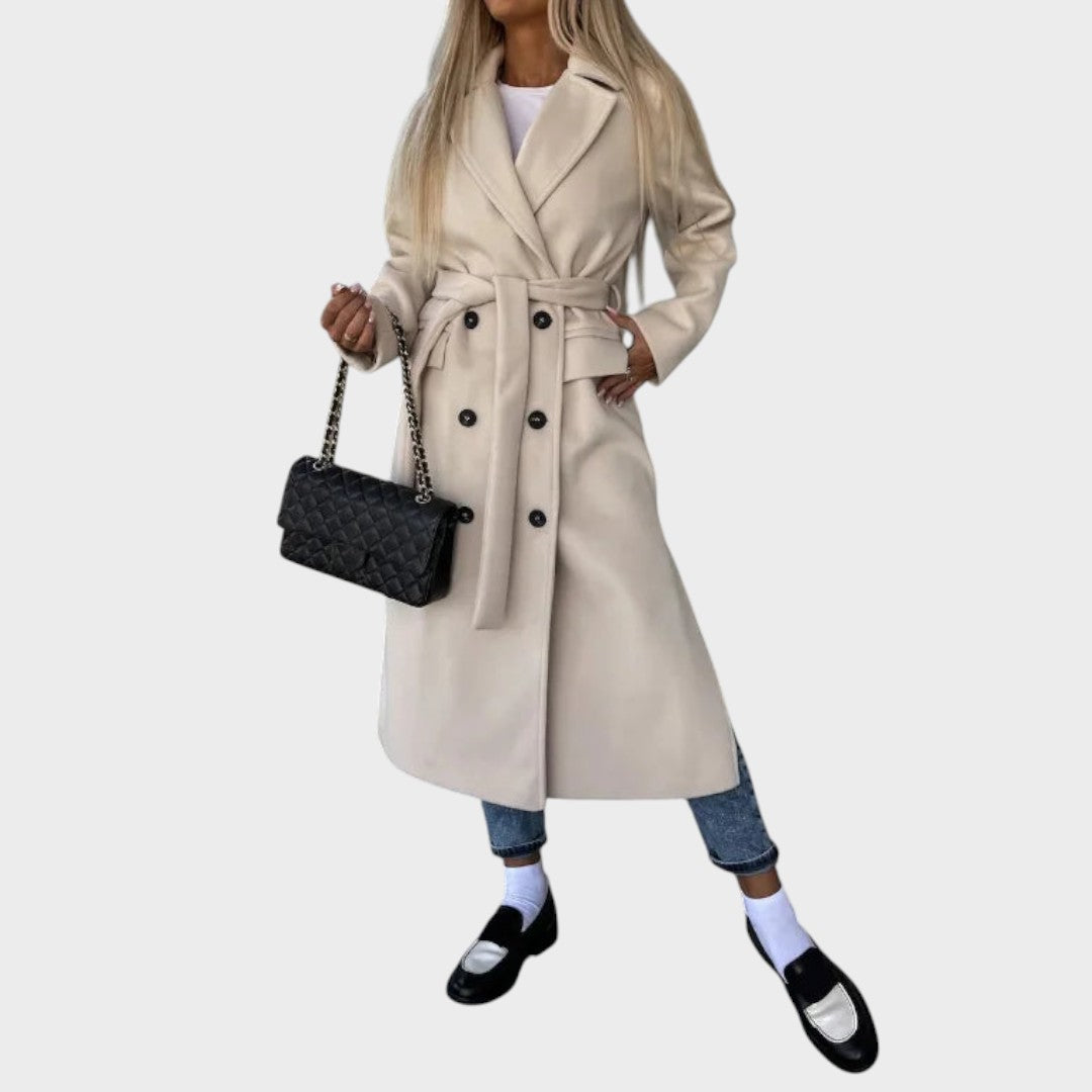 Gina | Dlouhý kabát s klopami a knoflíky