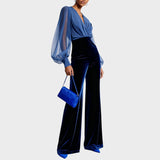 Grimelda | Sametový overal s výstřihem do V