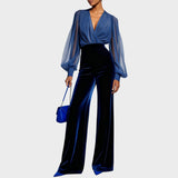 Grimelda | Sametový overal s výstřihem do V