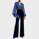 Grimelda | Sametový overal s výstřihem do V