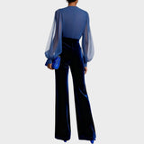 Grimelda | Sametový overal s výstřihem do V