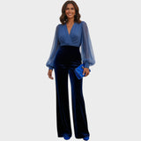 Grimelda | Sametový overal s výstřihem do V