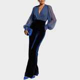 Grimelda | Sametový overal s výstřihem do V