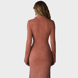 Soli | Dlouhé šaty z ante s výšivkou a třásněmi