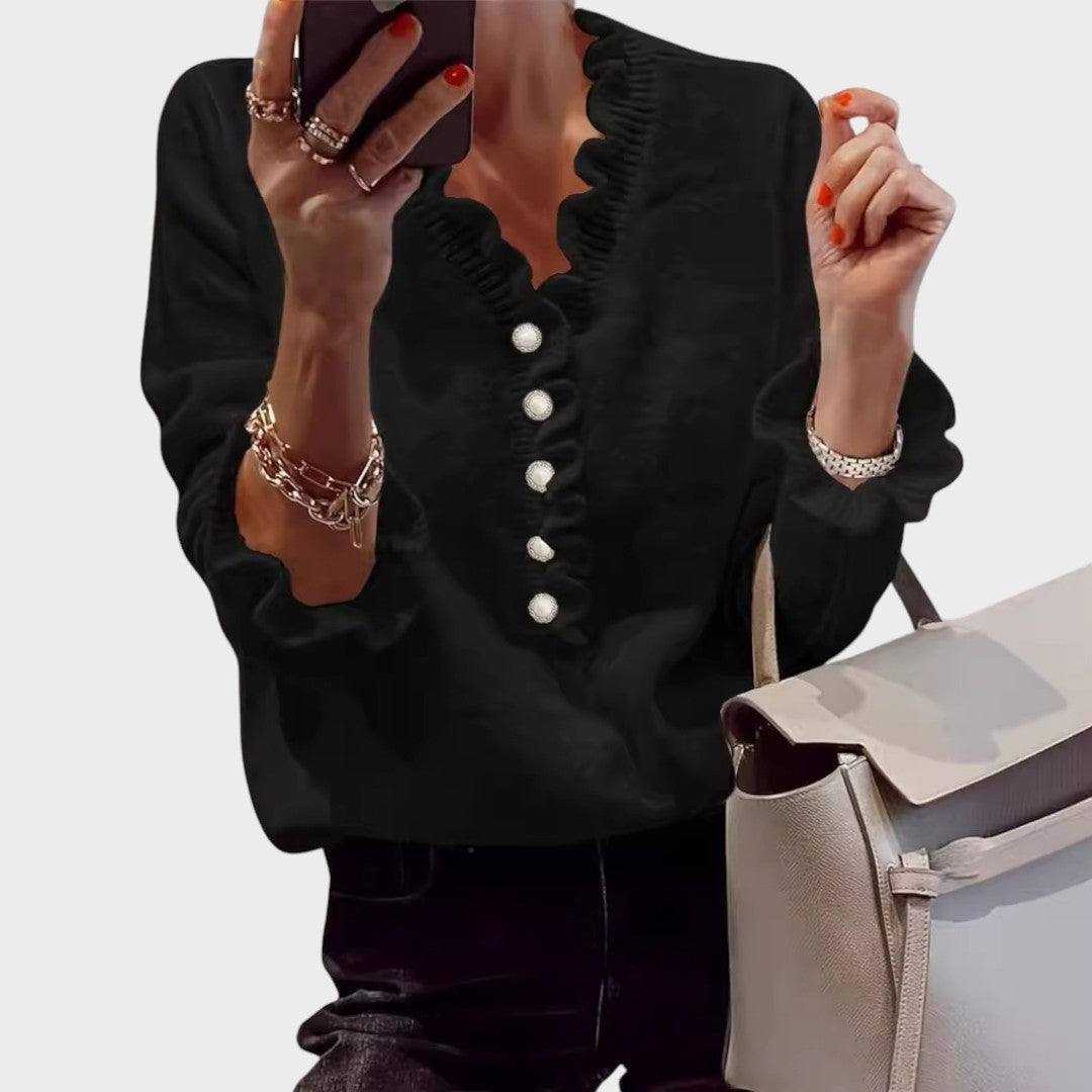 Liora | Pletený kardigan s volány a knoflíky