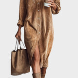 Constança | Volné Midi Šaty z Manšestru