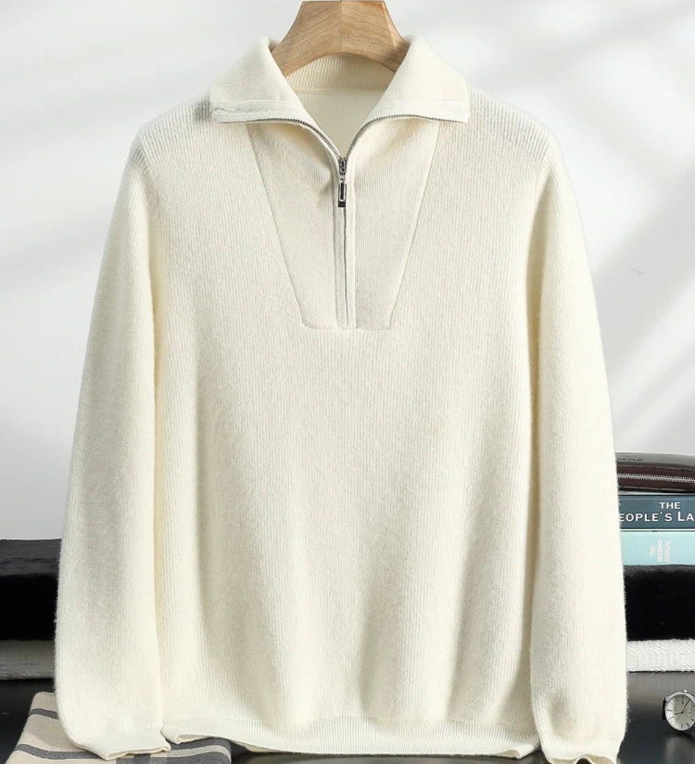 Camisola Portofino z kašmíru s polo zipem