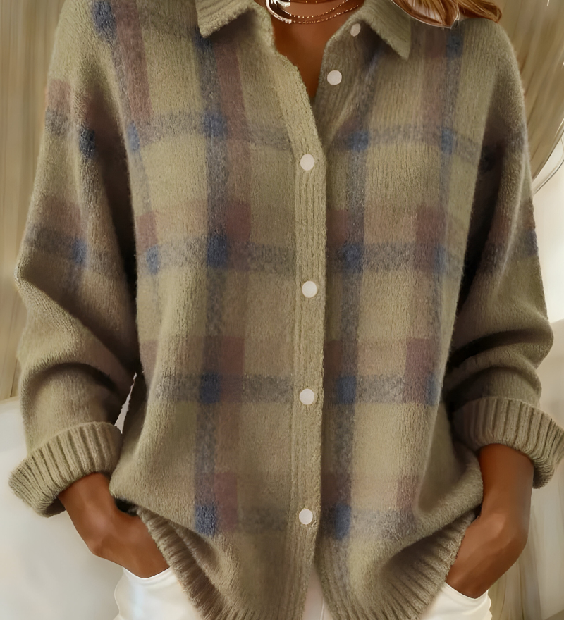 Anna™ | Jemně pletený cardigan s kostkovaným vzorem