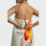 Michelle - Maxi šaty Sweetheart v oranžové květinové