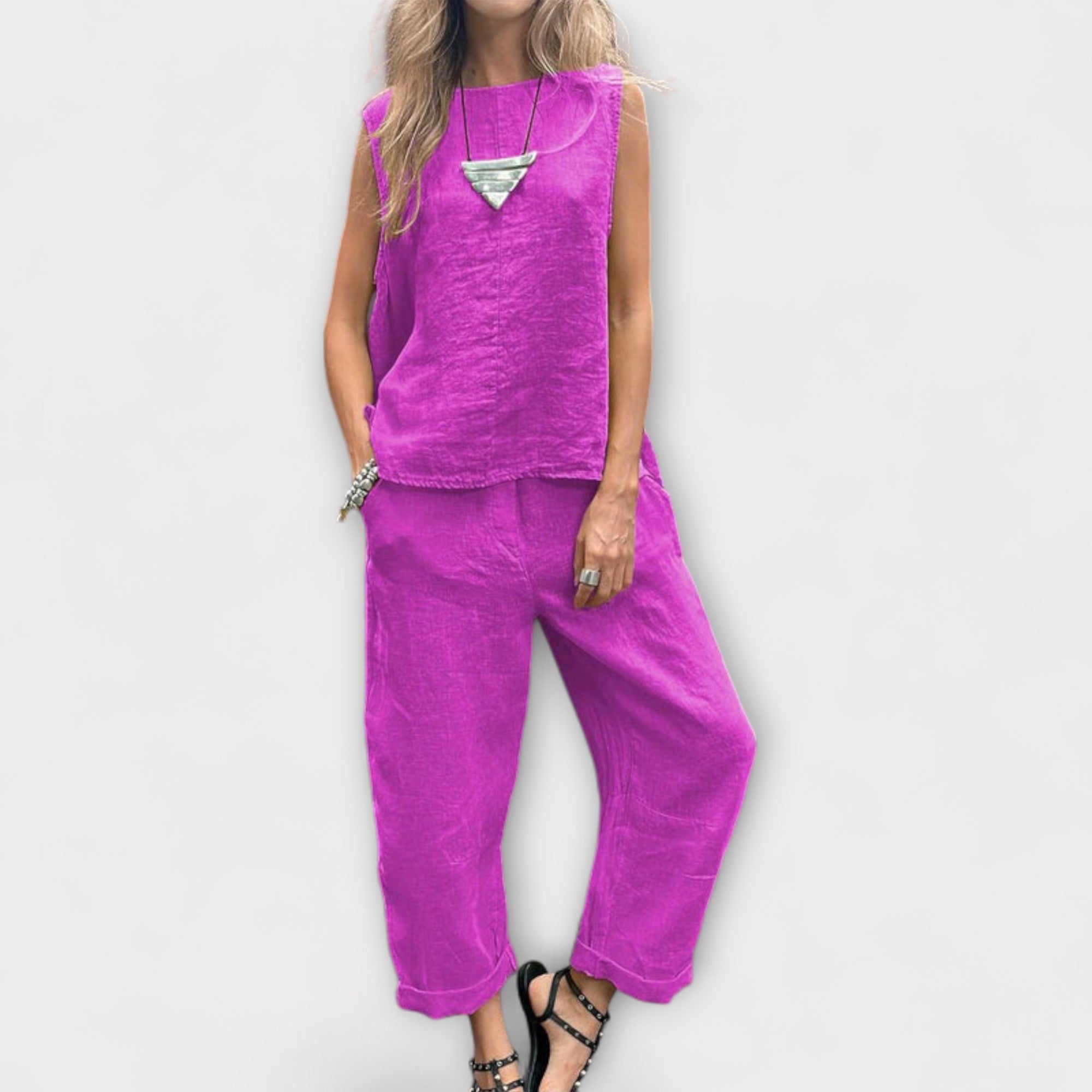 Jennifer - Uvolněný bavlněno-lněný outfit