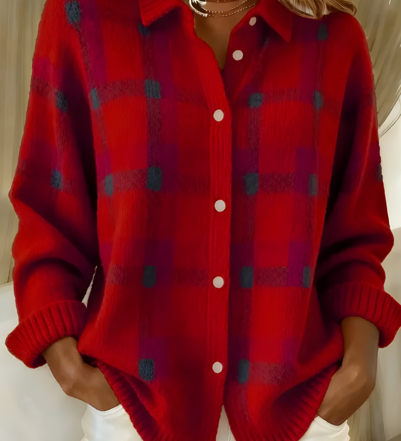 Anna™ | Jemně pletený cardigan s kostkovaným vzorem