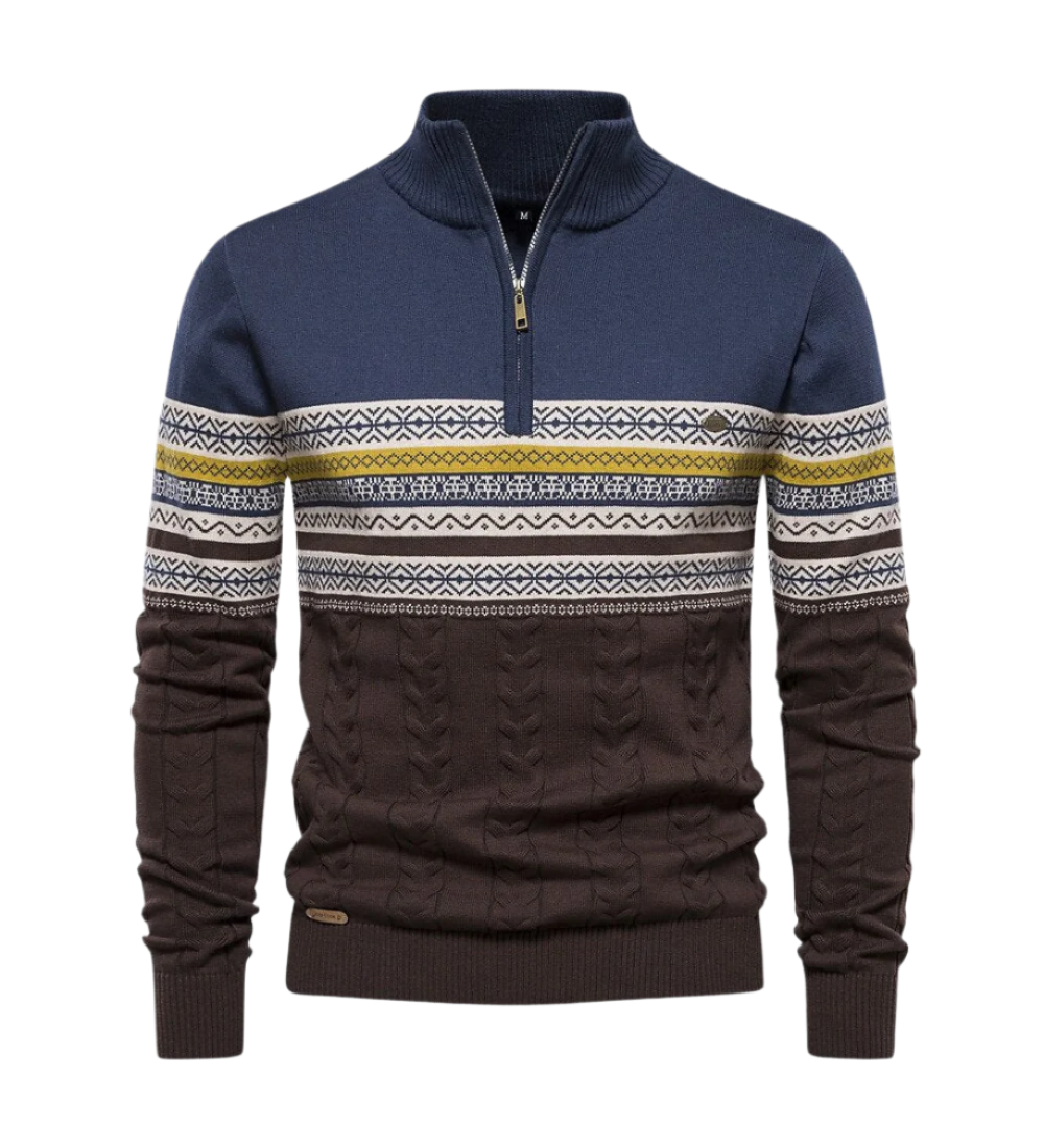 Frederico Bavlněný svetr s zipem a vzorem