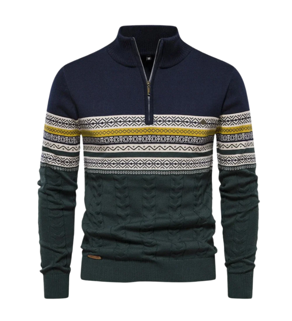 Frederico Bavlněný svetr s zipem a vzorem