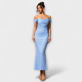 Ione - Šaty Bodycon s odhalenými rameny a řasením