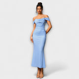 Ione - Šaty Bodycon s odhalenými rameny a řasením