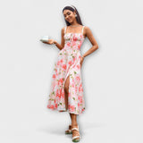 Naděje - Růžový top šaty s detailem rozparku