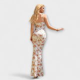 Thalia - Šaty na ples s květinovým potiskem a zavázanými ramínky