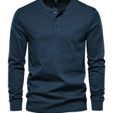 Elegantní pánská dlouhá rukávová košile Henley z bavlny