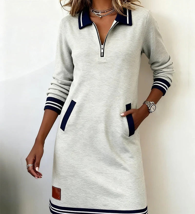 Elegantní šaty z bavlny s dlouhými rukávy